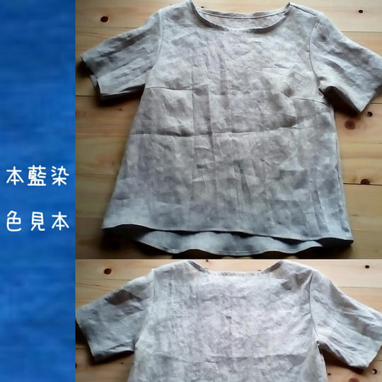 満月 本藍染　オーガニックヘンプ　布Tシャツ　レディースSML