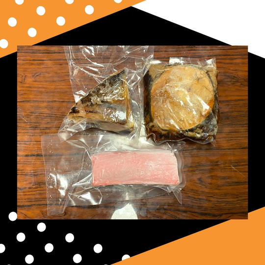 マグロの中トロさく＋マグロの肉の煮付け＋釜焼き