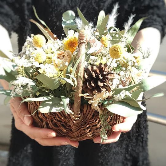 『CreemaSPRINGS限定作品』ロスフラワーカゴアレンジメント(大タイプ)１個