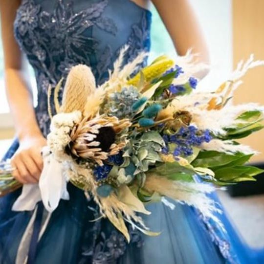 オーダーメイドウェディングブーケ60cm＋ブートニア＋髪飾り