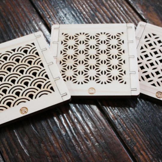 吉祥文様コースター3枚セット（青海波・麻葉・七宝）