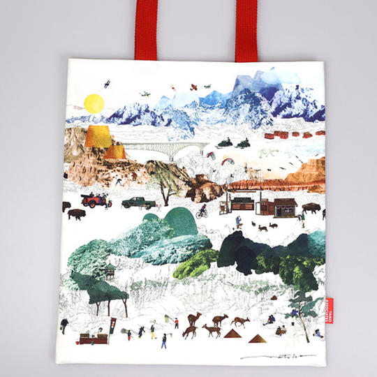 南三陸ミシン工房」縫製 プリントトートバッグ 「Natsko Seki 作 / マウンテン」