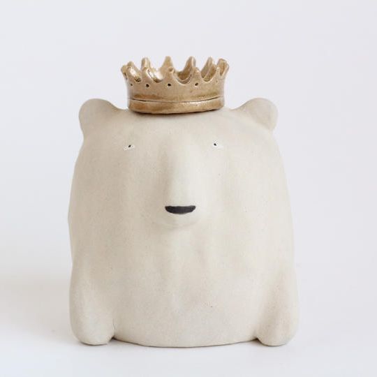 動物一輪挿し　シロクマの王様　【送料込み】
