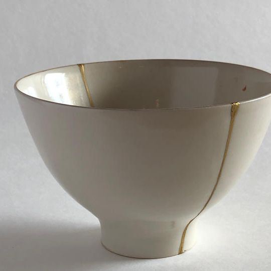 金継ぎ直し（ぱっくり割れ、2分割）