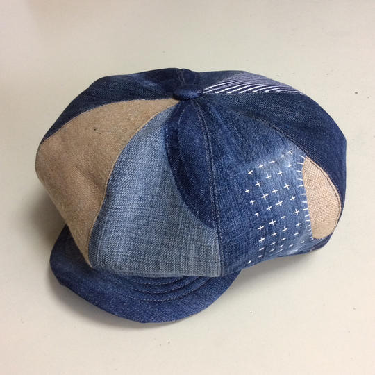 エイジングデニム刺し子キャスケット