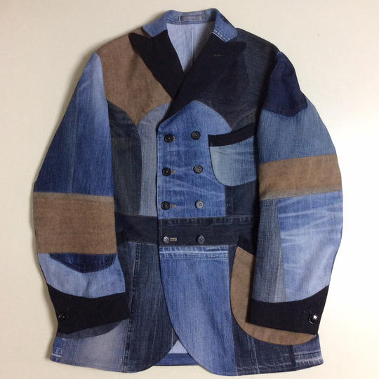エイジングデニムパッチワークディナージャケット
