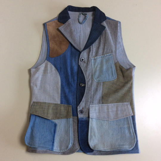 エイジングデニムパッチワークゲームベスト