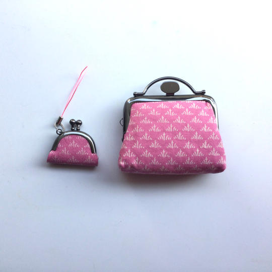 【ピンク】染め小紋がま口財布とミニミニがま口セット