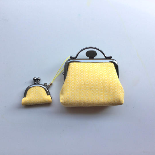 【黄色】染め小紋がま口とミニミニがま口セット