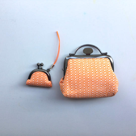 【みかん色】染め小紋がま口とミニミニがま口セット