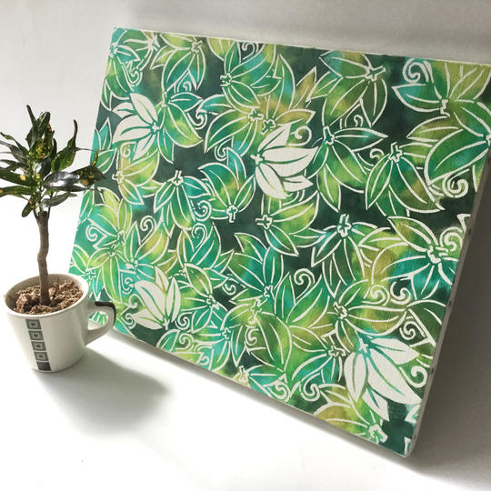 型染めアート！キャンバスに染めたグリーン風景