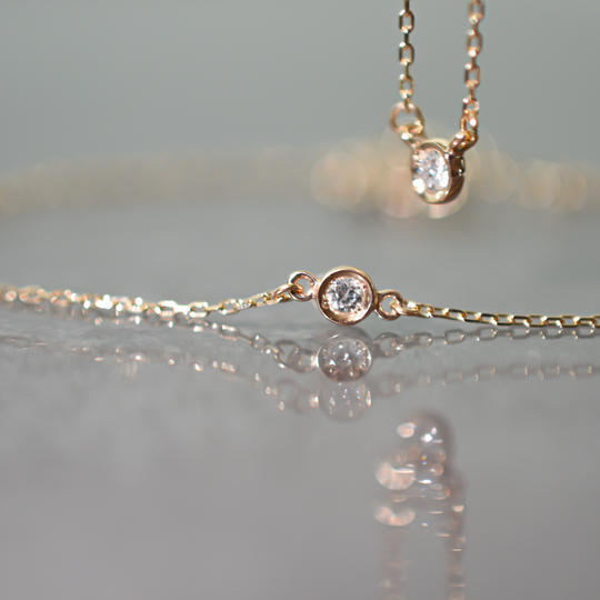 12.輝く肌に魅せるダイヤモンドネックレス・ブレスレット【限定価格セット】K10+30%offクーポン+ヘアアクセ1点