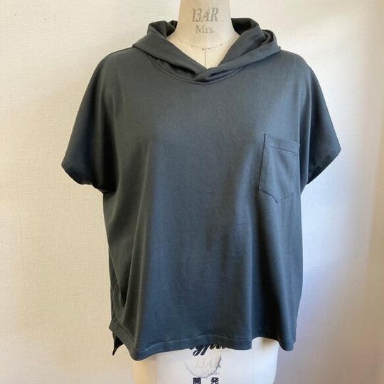 男女兼用パーカーフード付きドルマンビックTシャツ　（濃いカーキ）／男女フリー L～ L L／受注生産