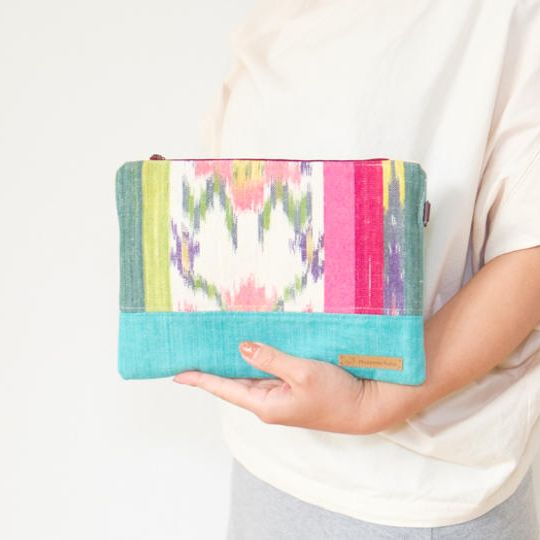 【最後の2点】「行った気分になれる」伝統生地クラッチバッグ＋「マヨルカ島の写真付き」サンクスカード006