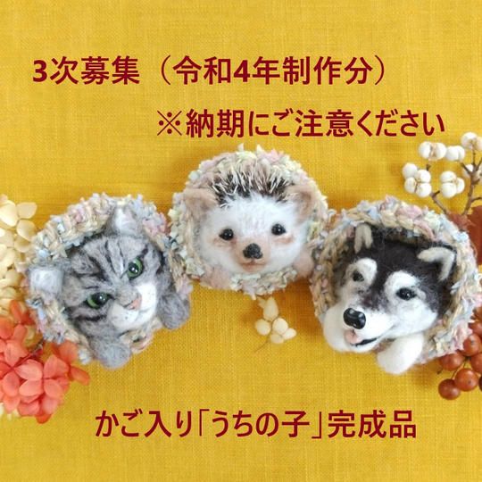 3次募集「かご入りうちの子」完成品（令和4年制作分受付）