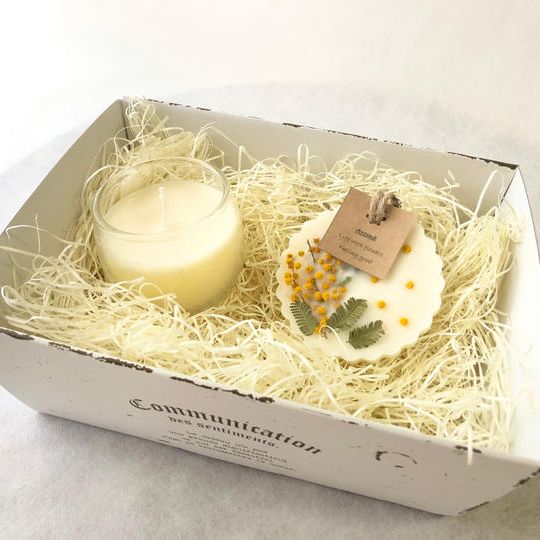 ギフトセットB・ミモザ（アロマキャンドル、アロマワックスサシェ）