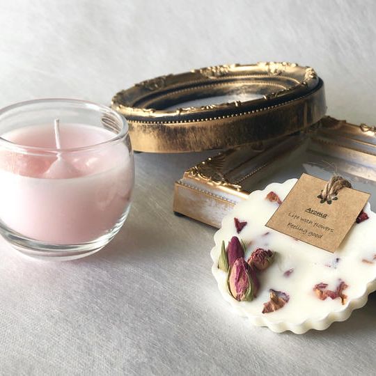 ギフトセットD・ローズ2点セット（アロマキャンドル、アロマワックスサシェ）