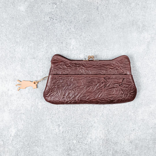 がま口　ロングウォレット【マホガニーブラウン】　＋　〈保護ネコ寄付クーポン　¥1,200付き〉	