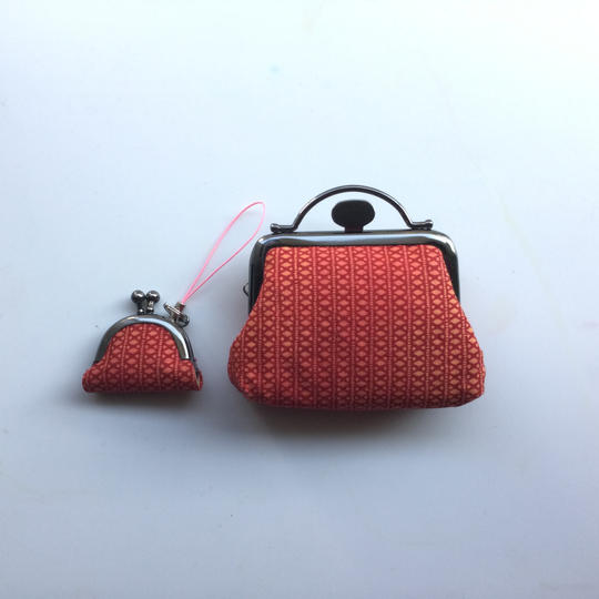【赤色】染め小紋がま口財布とミニミニがま口セット