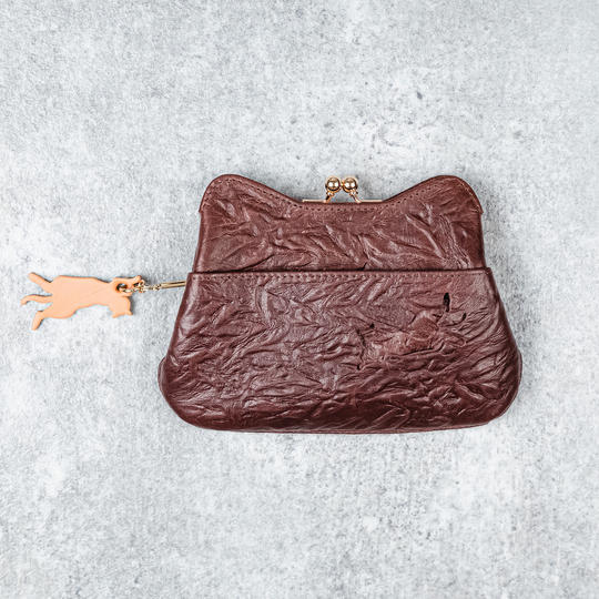 がま口 ミニウォレット【マホガニーブラウン】 ＋ < 保護ネコ寄付クーポン ¥700付き >