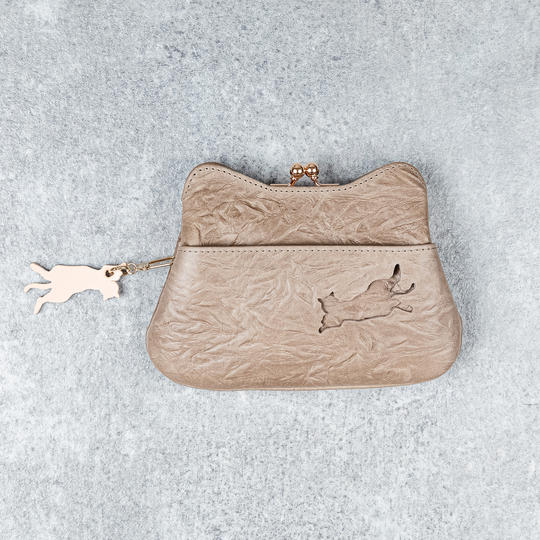 がま口 ミニウォレット【グレージュ】 ＋ < 保護ネコ寄付クーポン ¥700付き >