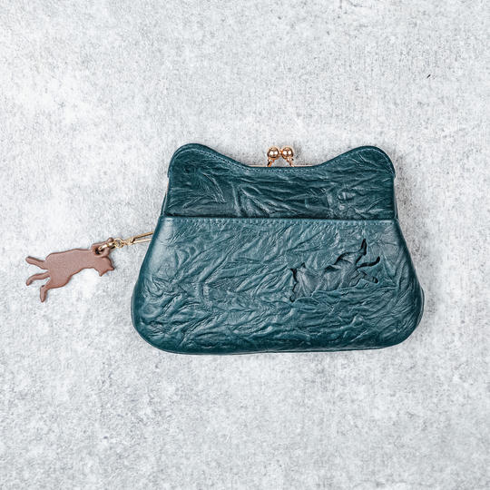 がま口 ミニウォレット【ブルーグリーン】 ＋ < 保護ネコ寄付クーポン ¥700付き >