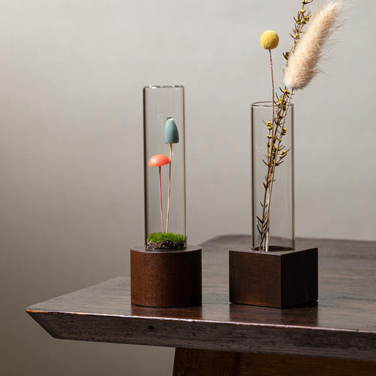 【最後のリワード追加！】えらべるkinokoakari 一輪挿しセット【ブラウン】