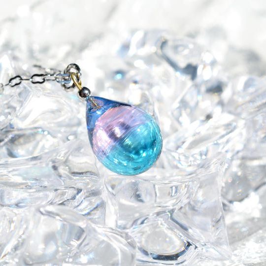 Blue sky&Cherry Blossomsネックレス（シルバーカラー）