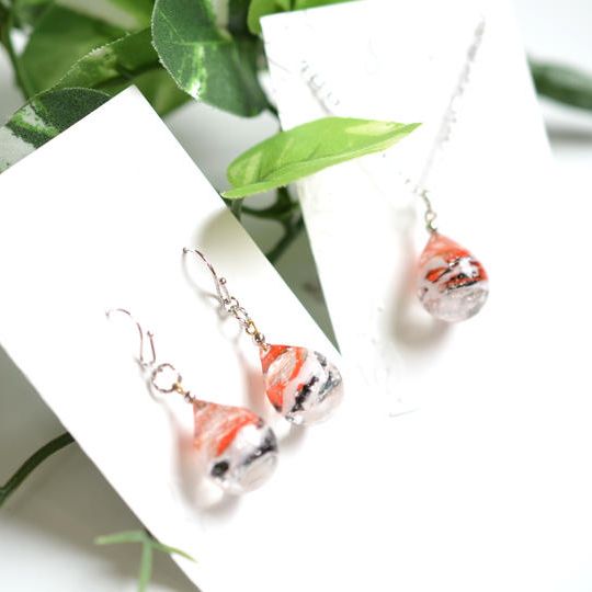 タンチョウモチーフネックレス・ピアスorイヤリングセット