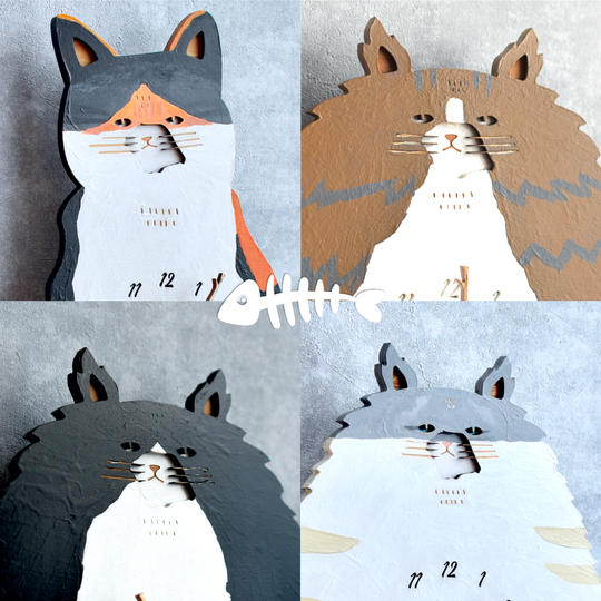 おうちのにゃんこの木製振り子時計