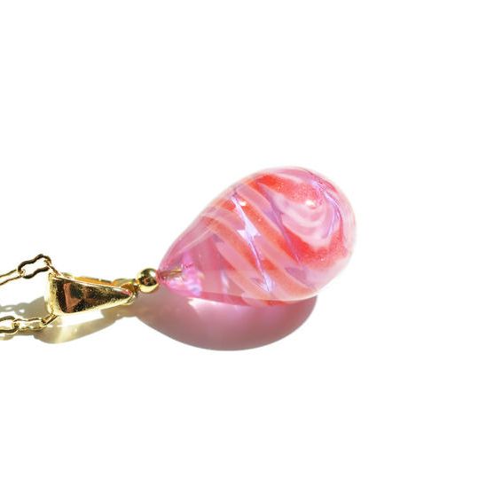 【一点物】ピンク＊レース模様ネックレス09