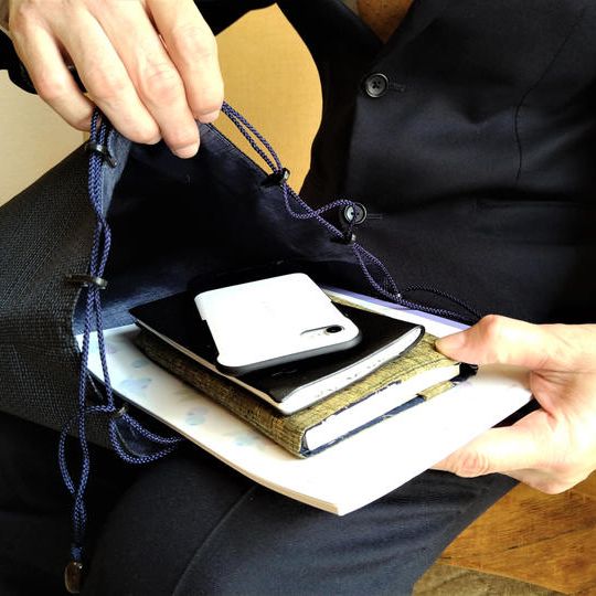 大島紬信玄袋　紳士向け