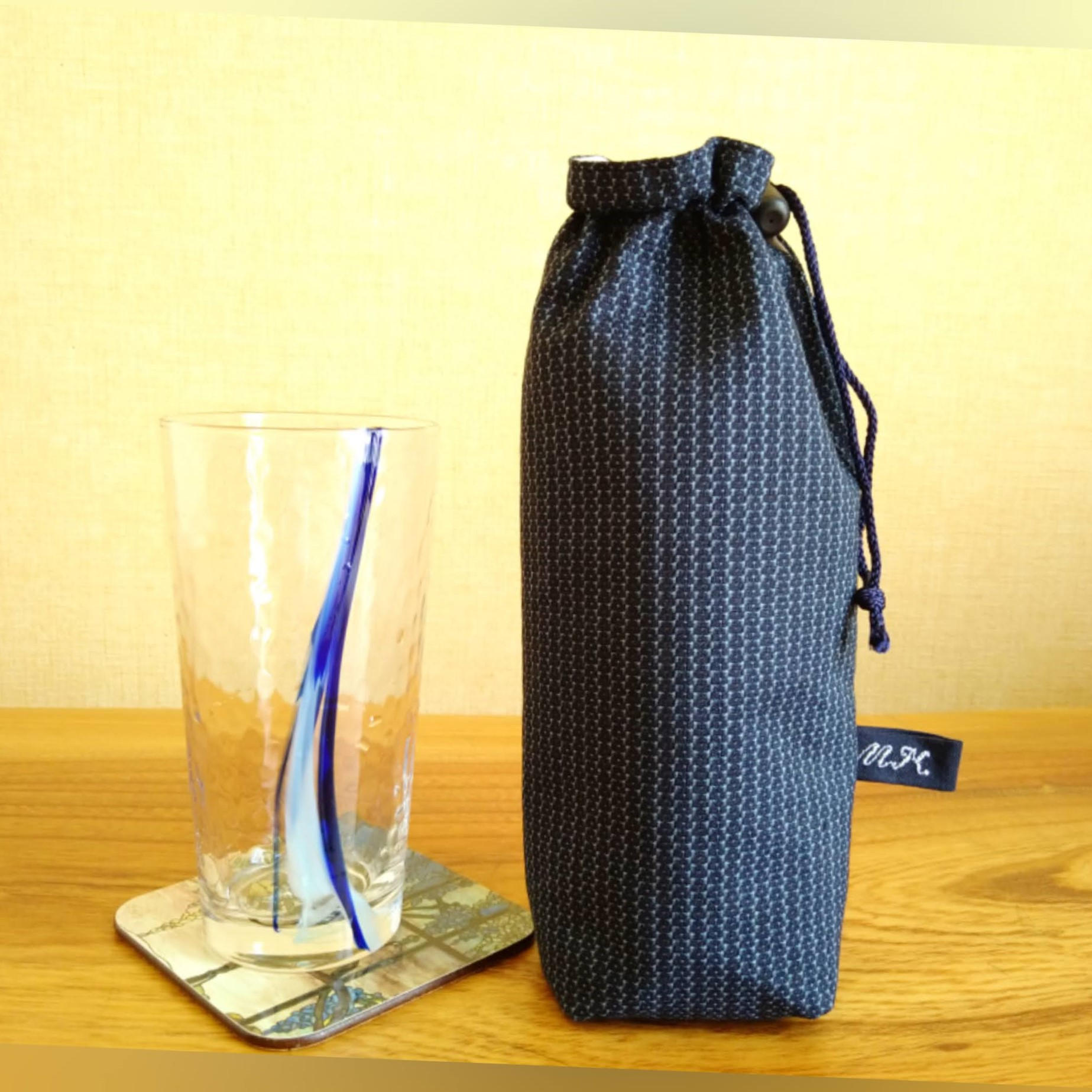 大島紬ペットボトルカバー 紳士向け - (【本革と帯のコラボ】～帯