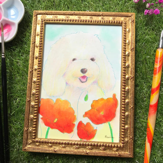 愛犬、愛猫の似顔絵と誕生花の絵描きます