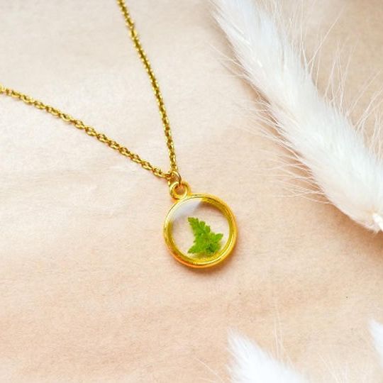 Fern golden brass necklace