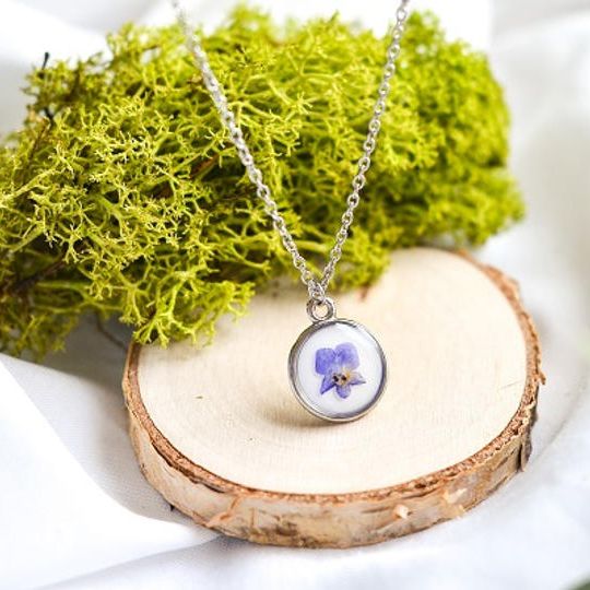 Lavender silver brass necklace【シルバー】