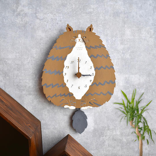 ノルウェージャン・フォレスト・キャットの木製掛け時計