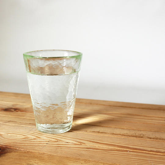 【Creema SPRINGS　限定セット】打ち出し模様のシンプルグラス ライム(大)　2個セット