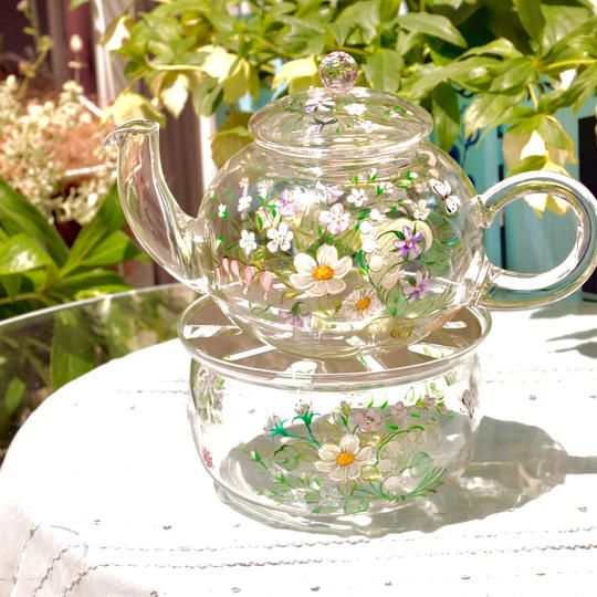 【看板作品のご紹介！】耐熱ジャンピングティーポット＆耐熱ティーウォーマー（Lサイズ）セット“ホワイトブーケ”