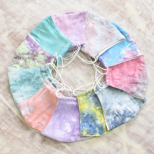 【限定作品】5枚セット！おしゃれなタイダイ染めの立体布マスク　アソート