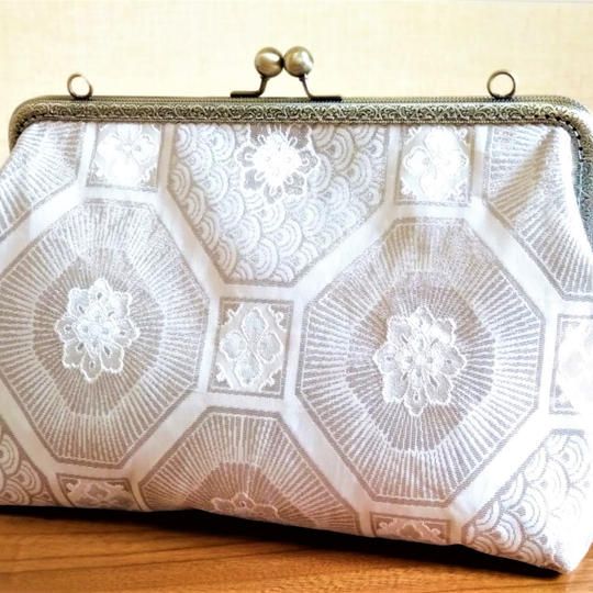 がま口バッグ　銀の帯　②