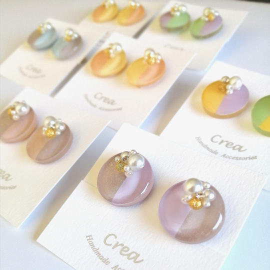 【限定企画/セミオーダー/色が選べる/500円クーポン付】丸バイカラーピアス/イヤリング