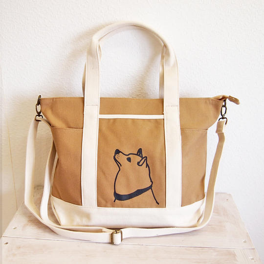 柴犬2wayショルダー/トート帆布バッグ(大)