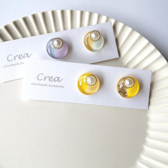 【限定企画/セミオーダー/色が選べる/500円クーポン付】小ぶりなバイカラーピアス/イヤリング