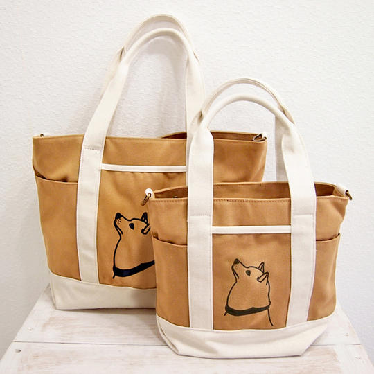 柴犬2way帆布バッグ2点セット(大・小)