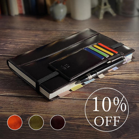 【早割10%オフ】YOSHINA「A5本革ノートカバー本体 + カード入れ」各1個