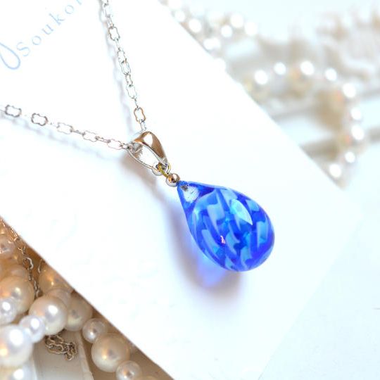 【一点物】マリン×ロイヤルブルー＊レース模様ネックレス 29