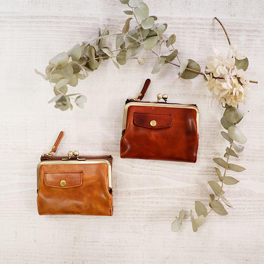 早割【ブラウン】がま口二つ折り財布