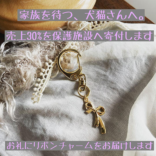 家族を待ってる動物さんたちへ。愛のりぼんキーホルダー