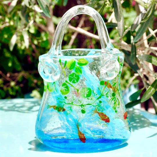 【Creemaクラファン開催記念Summer SALE　35％off！】フェアリーライト付 手提げフラワーベース（金魚）